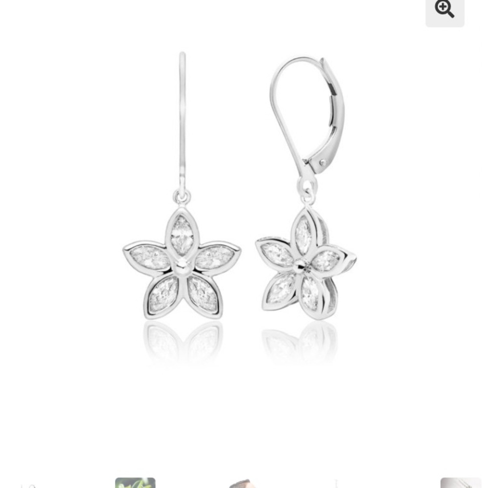 Kaimana Plumeria Leverback Earrings in Sterling Silver, 2.00ct